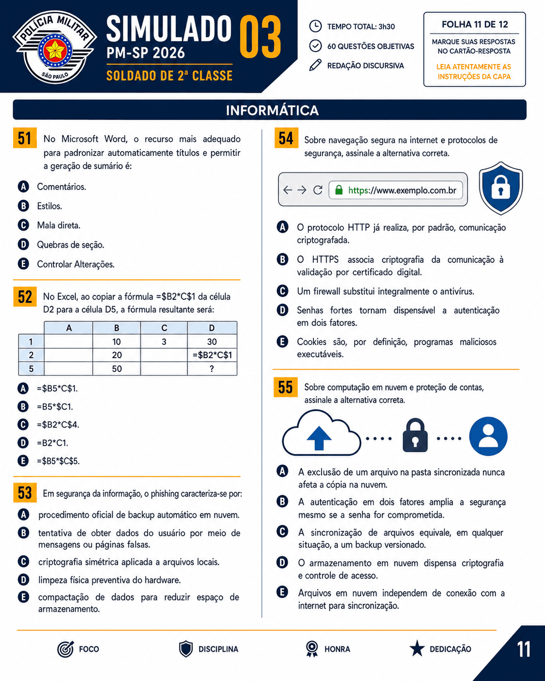 Amostra de simulado PM-SP 2026